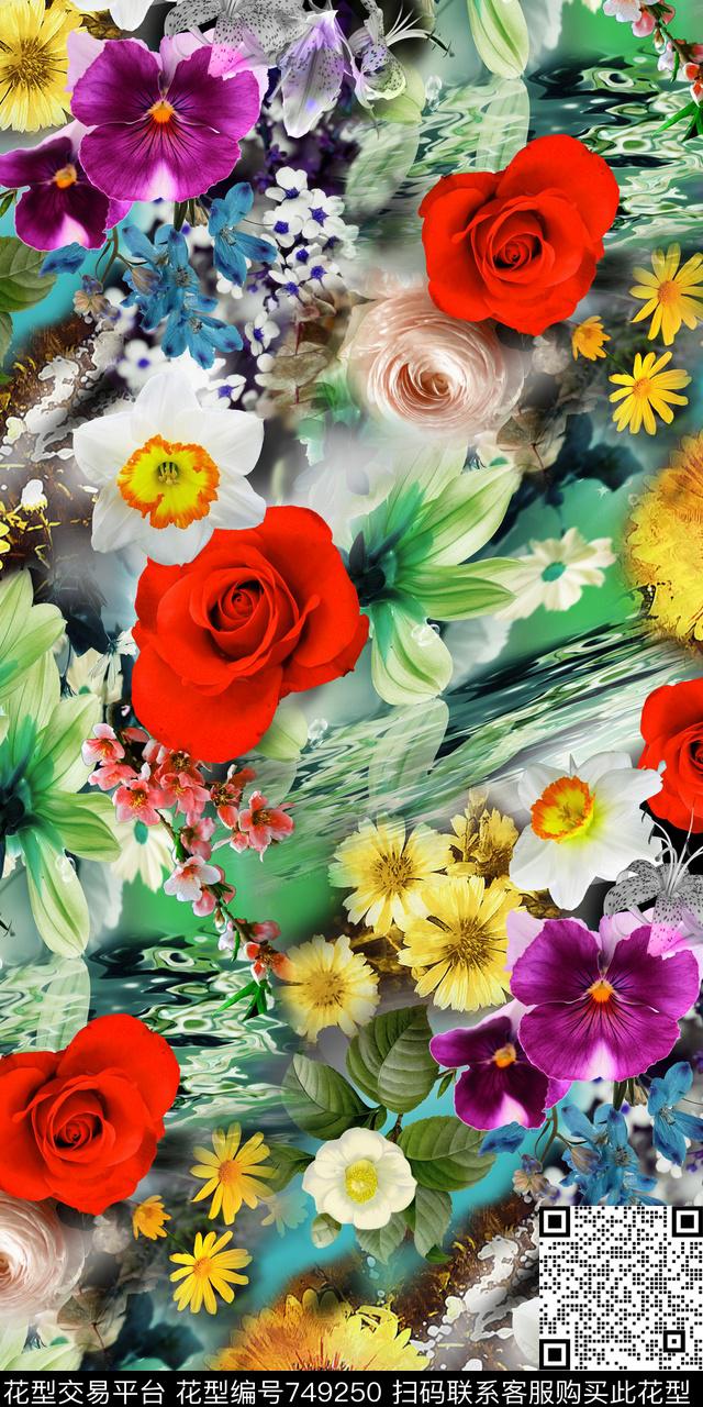 时尚绚丽优雅数码印花华亿平台下载（图片编号: 749250） - 瓦栏（Walan）