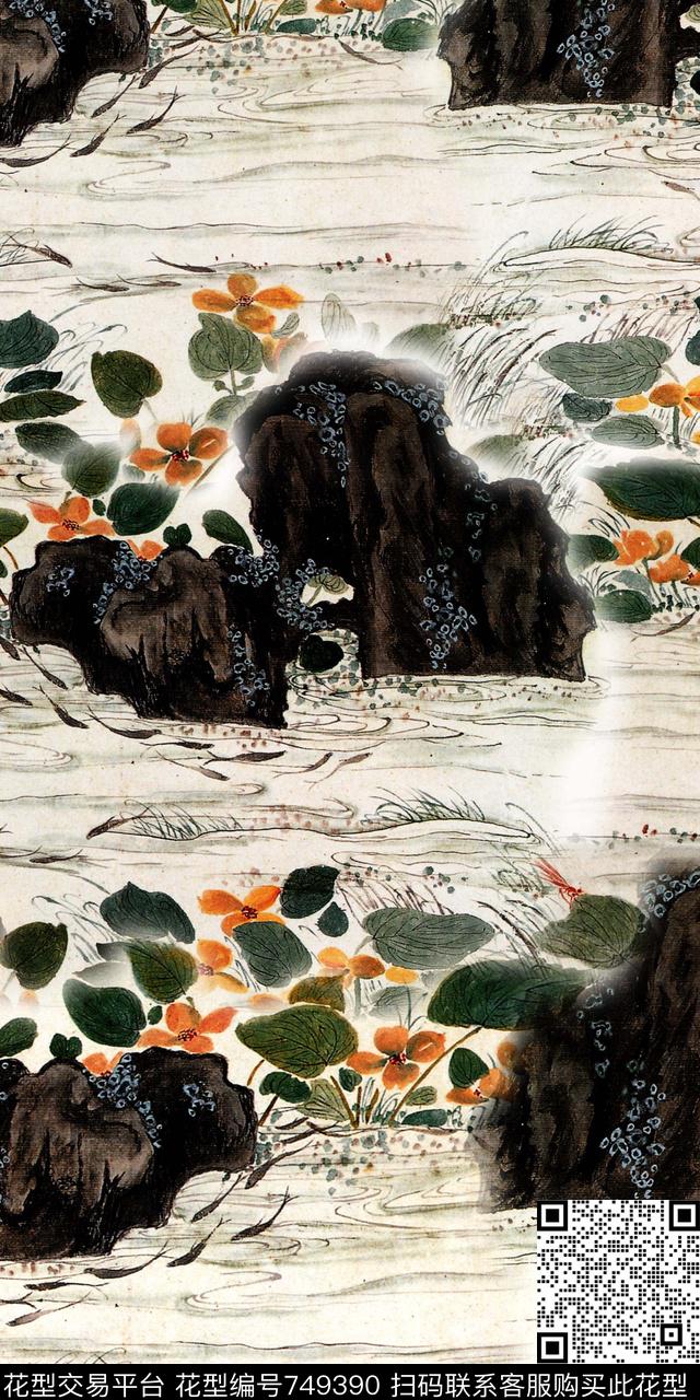 花鸟花卉风景数码印花华亿平台下载（图片编号: 749390） - 瓦栏（Walan）