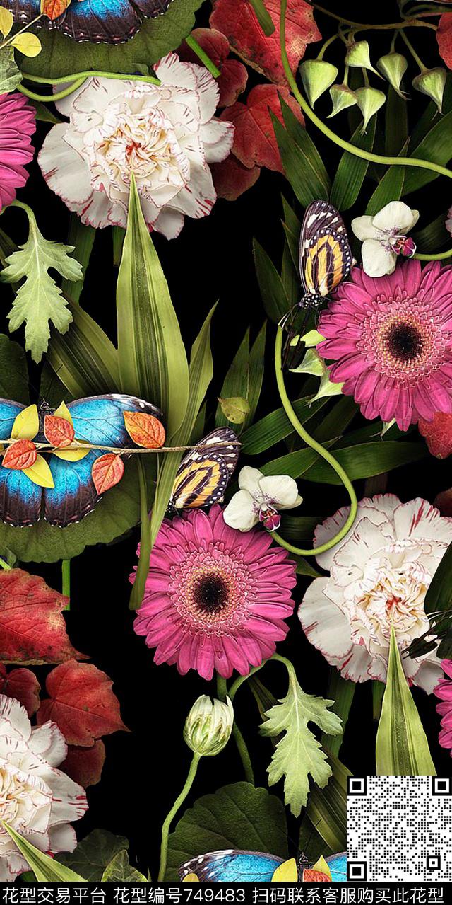 数码花卉类乱花花卉数码印花华亿平台下载（图片编号: 749483） - 瓦栏（Walan）