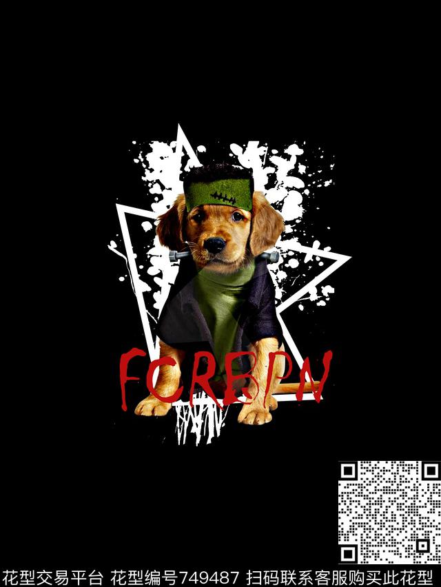 抽象手绘几何花卉动物狗狗数码印花时尚潮流男装T恤卫衣定位字母印花欧美复古大牌印花数码印花华亿平台下载（图片编号: 749487） - 瓦栏（Walan）