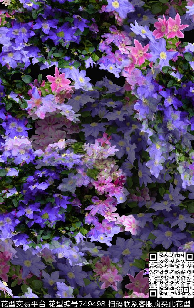 牵牛花水仙花百合数码印花华亿平台下载（图片编号: 749498） - 瓦栏（Walan）