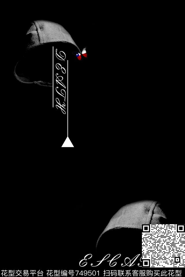 黑白英文几何数码印花华亿平台下载（图片编号: 749501） - 瓦栏（Walan）