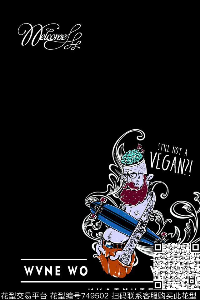 卡通英文定位数码印花华亿平台下载（图片编号: 749502） - 瓦栏（Walan）