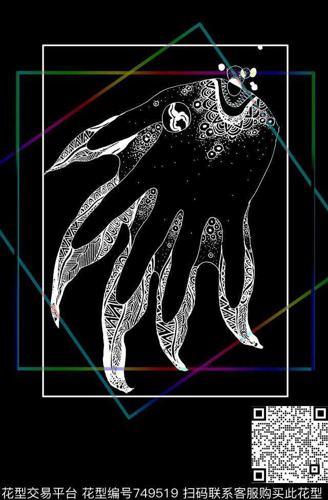 装饰画原创手绘图案T恤卫衣图案数码印花华亿平台下载（图片编号: 749519） - 瓦栏（Walan）