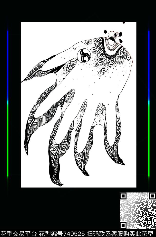 装饰画原创手绘图案T恤卫衣图案数码印花华亿平台下载（图片编号: 749525） - 瓦栏（Walan）