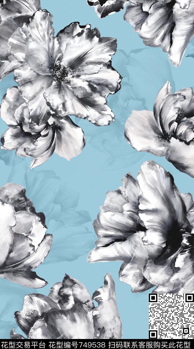 大花郁金香牡丹数码印花华亿平台下载（图片编号: 749538） - 瓦栏（Walan）