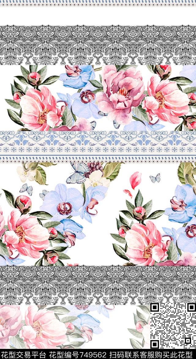 波西米亚青花瓷民族风数码印花华亿平台下载（图片编号: 749562） - 瓦栏（Walan）