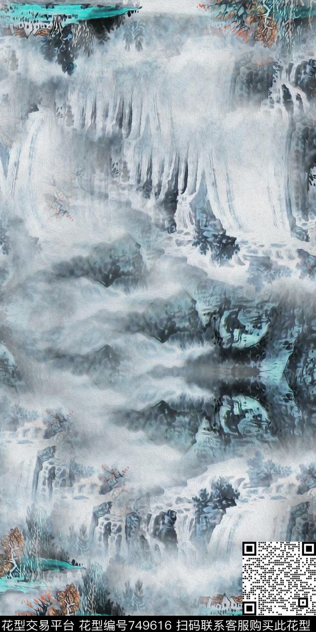 雪山风景数码印花华亿平台下载（图片编号: 749616） - 瓦栏（Walan）