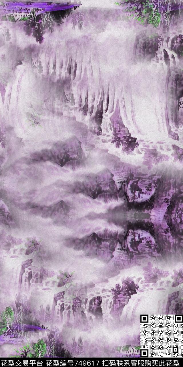 雪山风景数码印花华亿平台下载（图片编号: 749617） - 瓦栏（Walan）