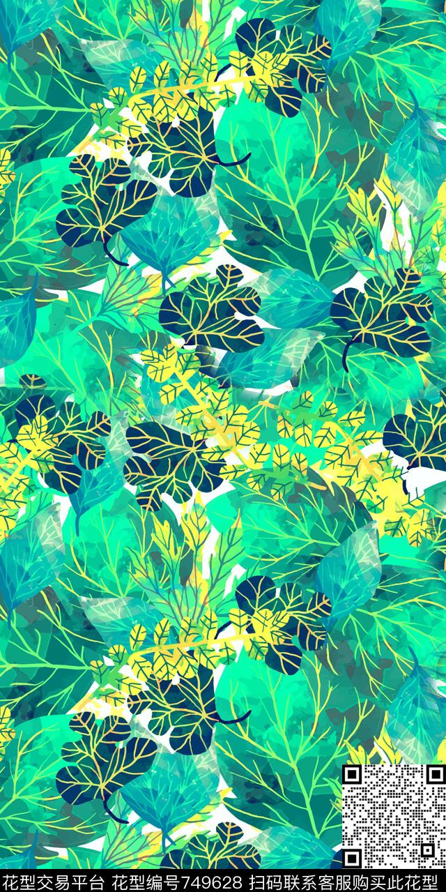 桃花水墨水彩数码印花华亿平台下载（图片编号: 749628） - 瓦栏（Walan）