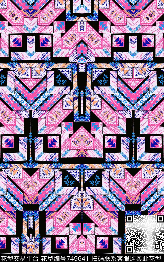 民族风菱形几何传统印花华亿平台下载（图片编号: 749641） - 瓦栏（Walan）