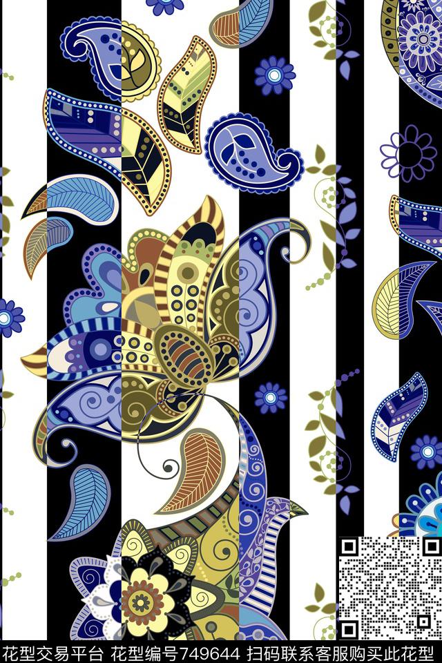 大花乱花花瓣数码印花华亿平台下载（图片编号: 749644） - 瓦栏（Walan）