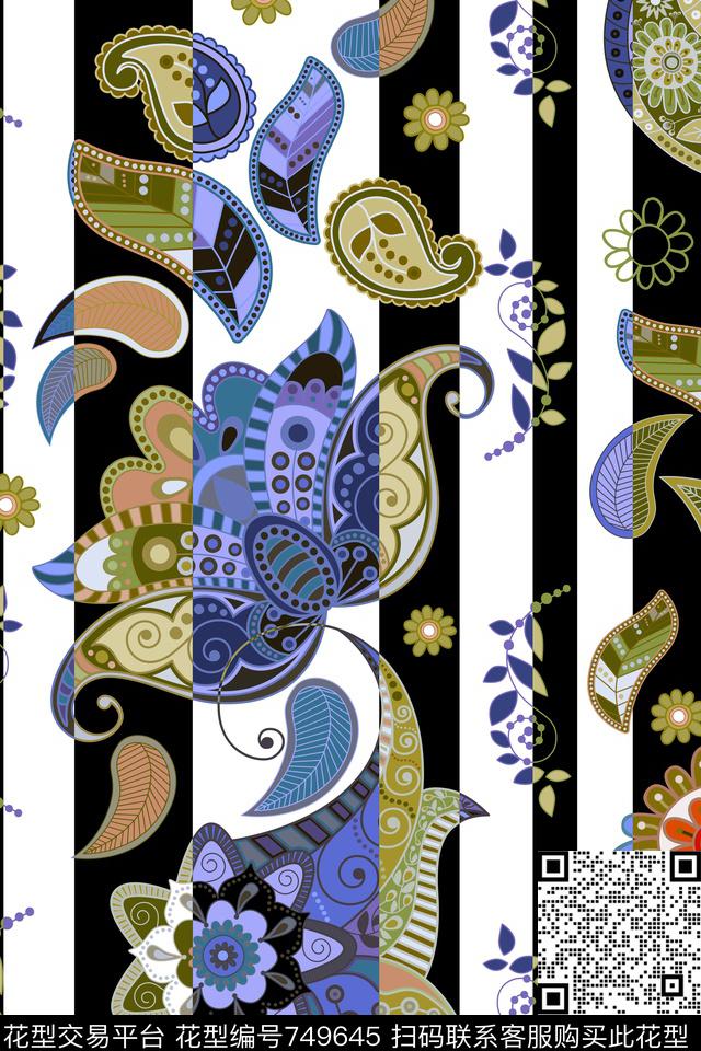 花卉大花乱花传统印花华亿平台下载（图片编号: 749645） - 瓦栏（Walan）