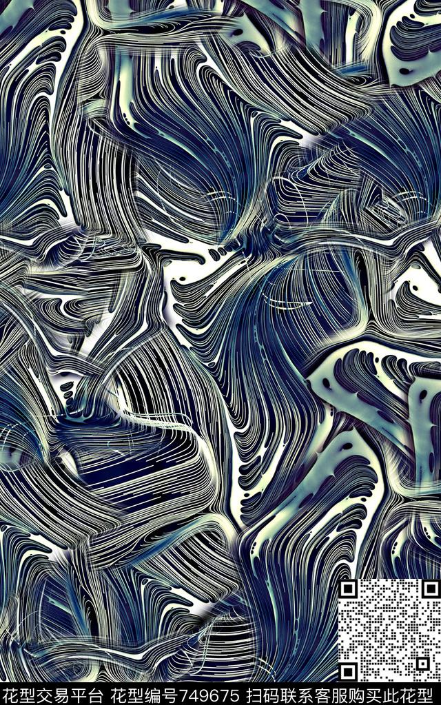 抽象手绘几何线条纹理印花时尚潮流男装夹克外套衬衫棉服印花欧美复古大牌印花数码印花华亿平台下载（图片编号: 749675） - 瓦栏（Walan）