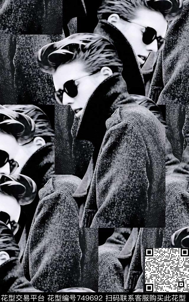 抽象手绘时尚潮流人物数码印花时尚潮流男装夹克外套衬衫棉服印花欧美复古大牌印花数码印花华亿平台下载（图片编号: 749692） - 瓦栏（Walan）