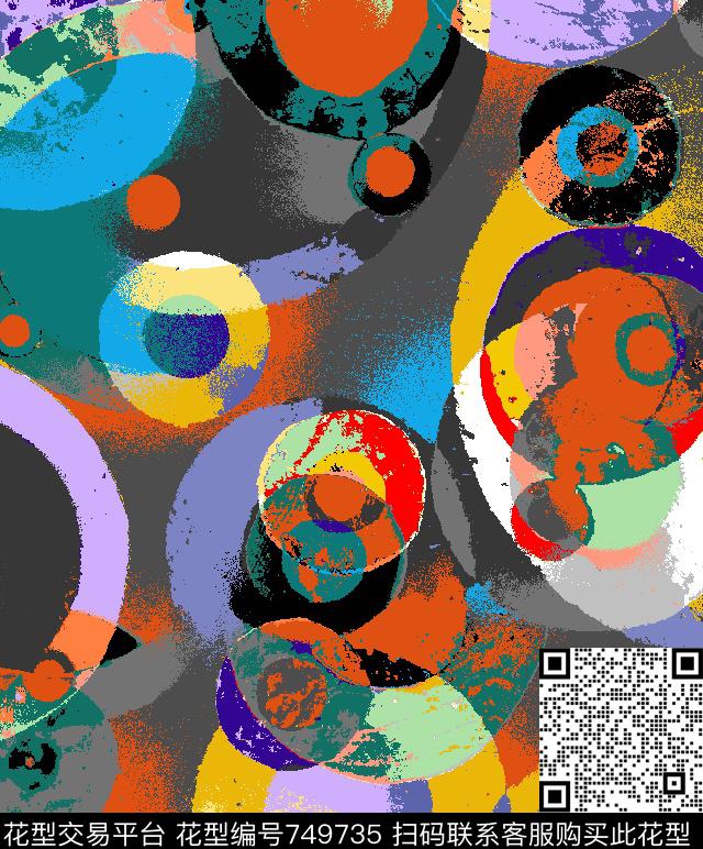 格子抽象花卉数码印花华亿平台下载（图片编号: 749735） - 瓦栏（Walan）