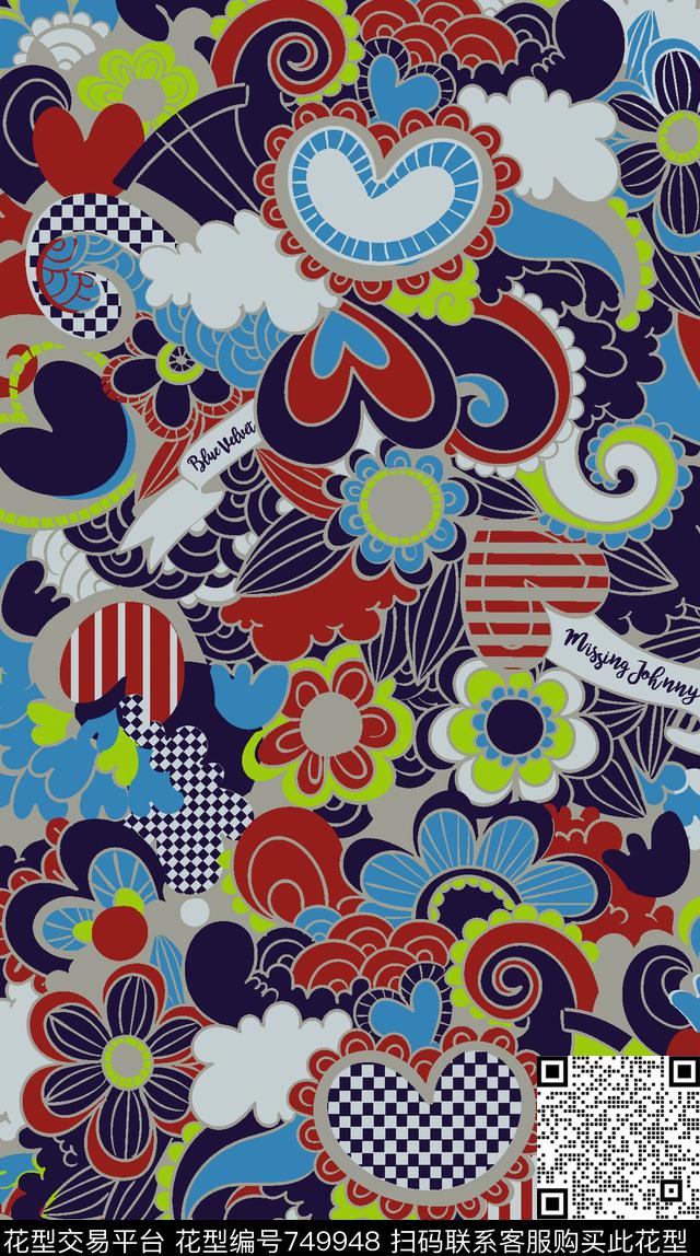 几何时尚色彩拼接传统印花华亿平台下载（图片编号: 749948） - 瓦栏（Walan）