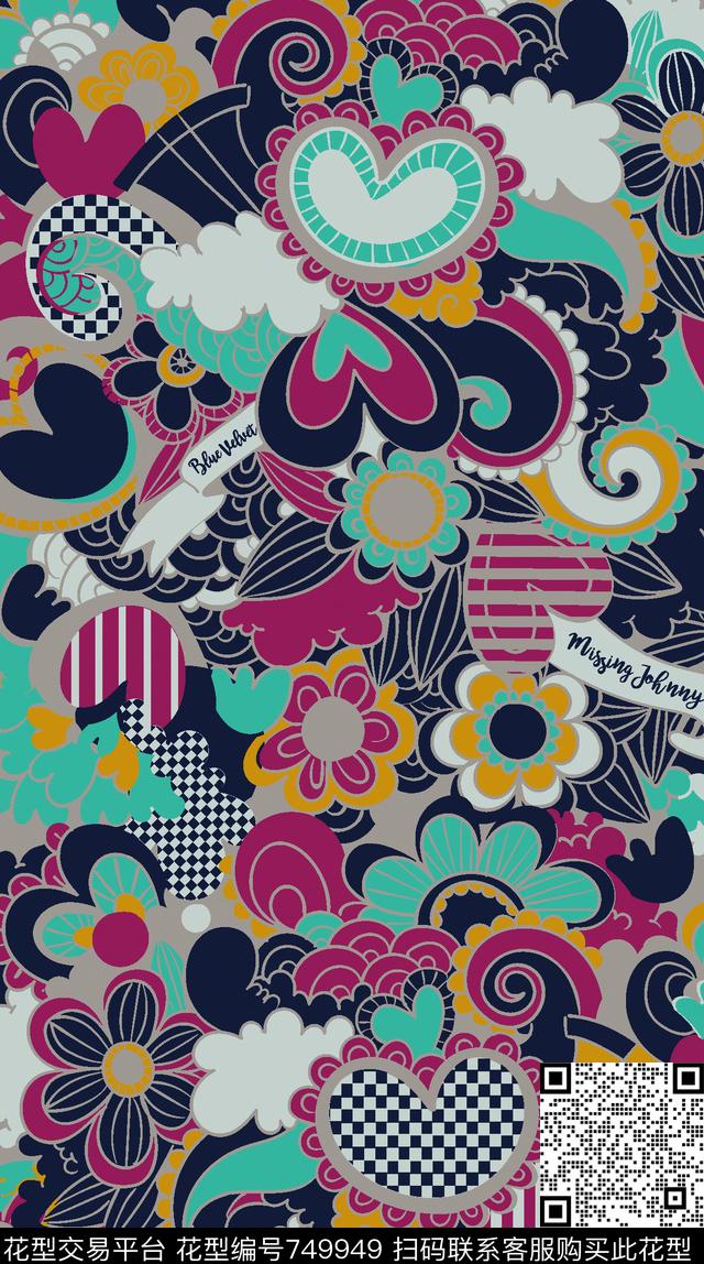 几何时尚色彩拼接传统印花华亿平台下载（图片编号: 749949） - 瓦栏（Walan）