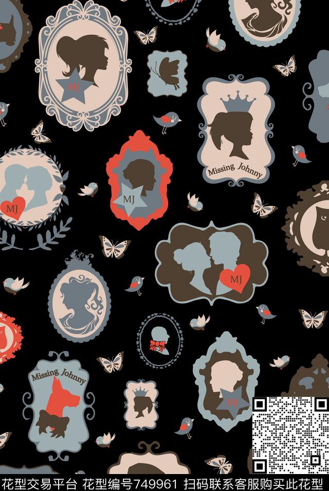 卡通欧式风蝴蝶传统印花华亿平台下载（图片编号: 749961） - 瓦栏（Walan）