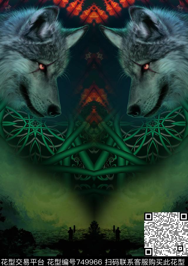 男装狼动物数码印花华亿平台下载（图片编号: 749966） - 瓦栏（Walan）