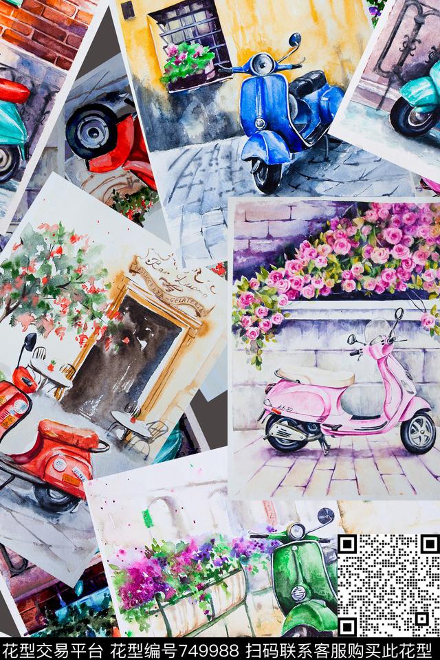 时尚几何拼接数码印花华亿平台下载（图片编号: 749988） - 瓦栏（Walan）