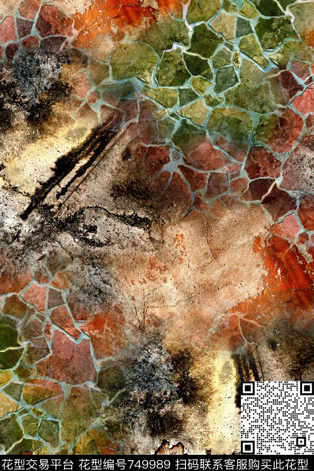 抽象几何拼接数码印花华亿平台下载（图片编号: 749989） - 瓦栏（Walan）