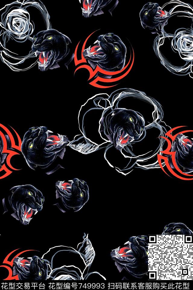 大牌休闲时尚豹头数码印花华亿平台下载（图片编号: 749993） - 瓦栏（Walan）