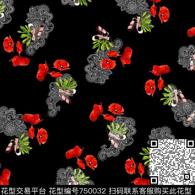 花卉数码印花华亿平台下载（图片编号: 750032） - 瓦栏（Walan）