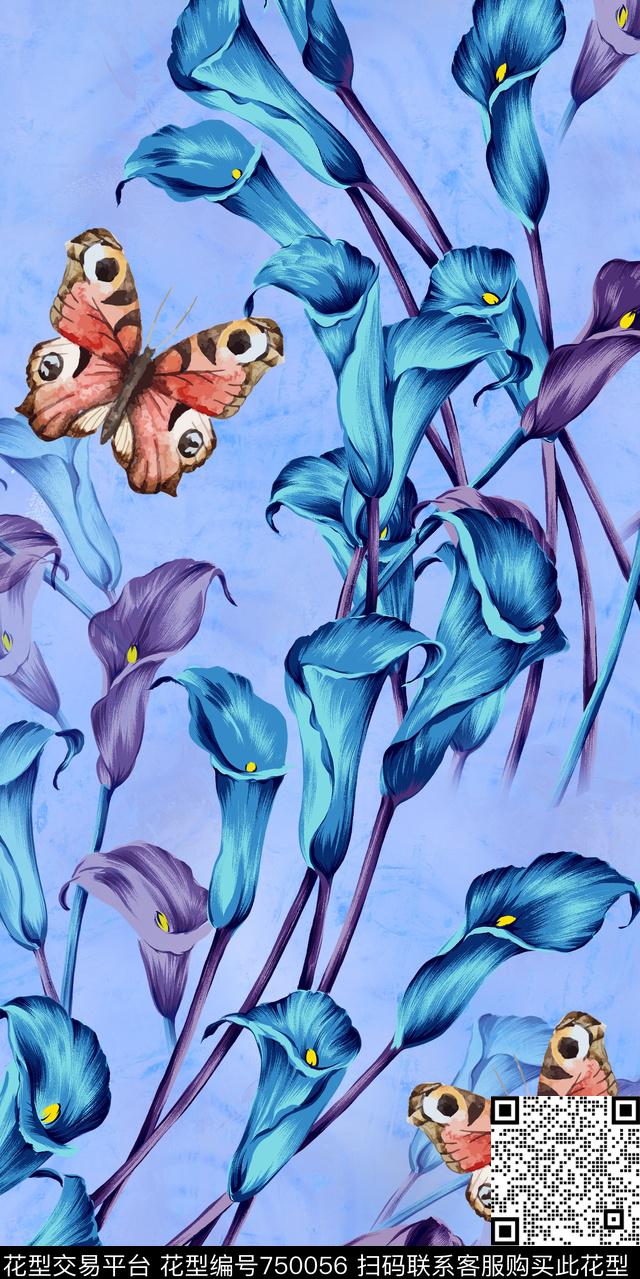 乱花大花花朵数码印花华亿平台下载（图片编号: 750056） - 瓦栏（Walan）