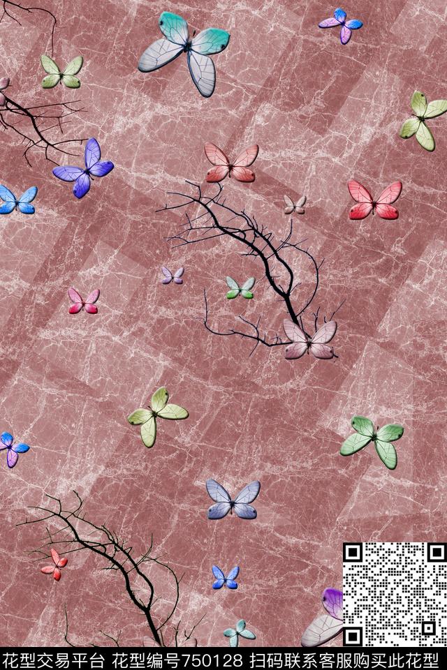 血红花卉透明花数码印花华亿平台下载（图片编号: 750128） - 瓦栏（Walan）