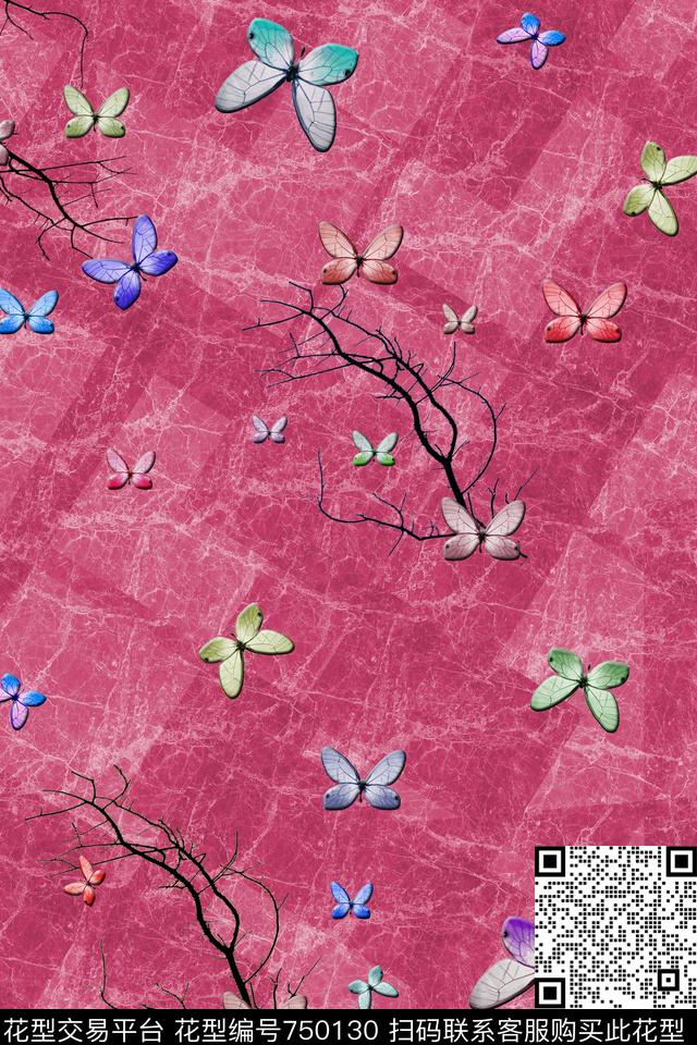 血红花卉透明花数码印花华亿平台下载（图片编号: 750130） - 瓦栏（Walan）