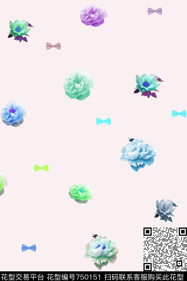 血红花卉透明花数码印花华亿平台下载（图片编号: 750151） - 瓦栏（Walan）