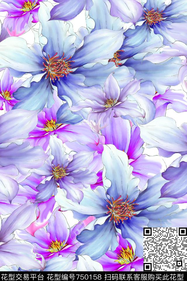 花朵花卉数码印花华亿平台下载（图片编号: 750158） - 瓦栏（Walan）