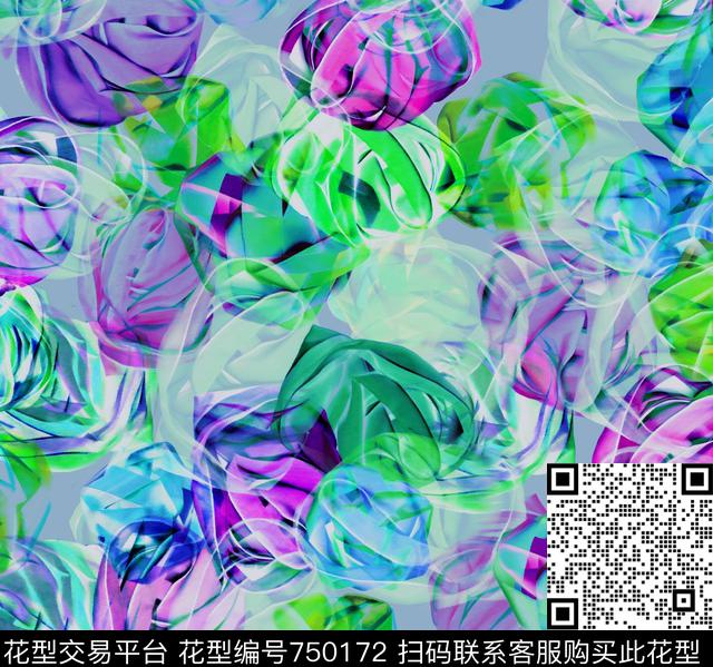 满版散花数码印花华亿平台下载（图片编号: 750172） - 瓦栏（Walan）