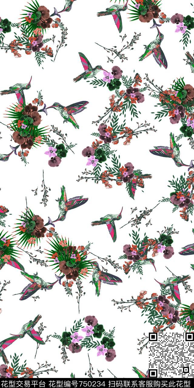 数码花卉类满版花花卉数码印花华亿平台下载（图片编号: 750234） - 瓦栏（Walan）