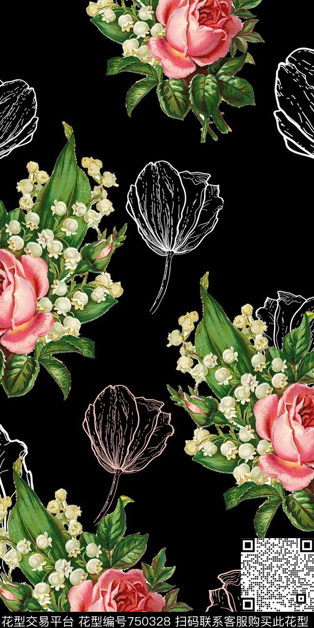 乱花小碎花大花数码印花华亿平台下载（图片编号: 750328） - 瓦栏（Walan）