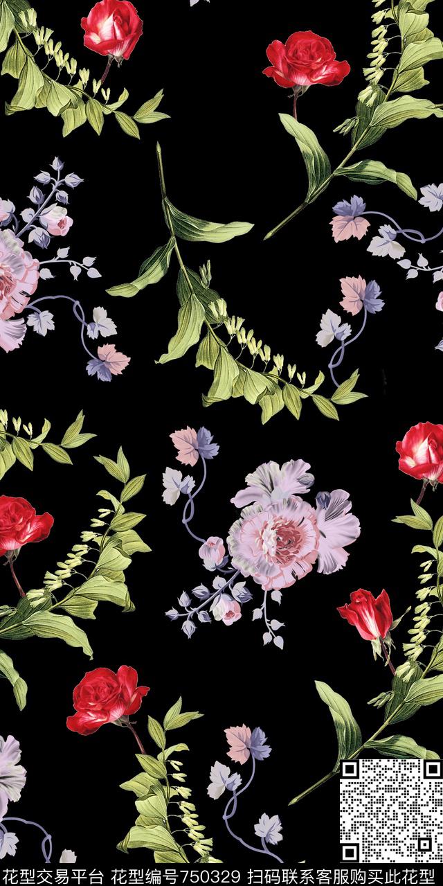 乱花小碎花大花数码印花华亿平台下载（图片编号: 750329） - 瓦栏（Walan）
