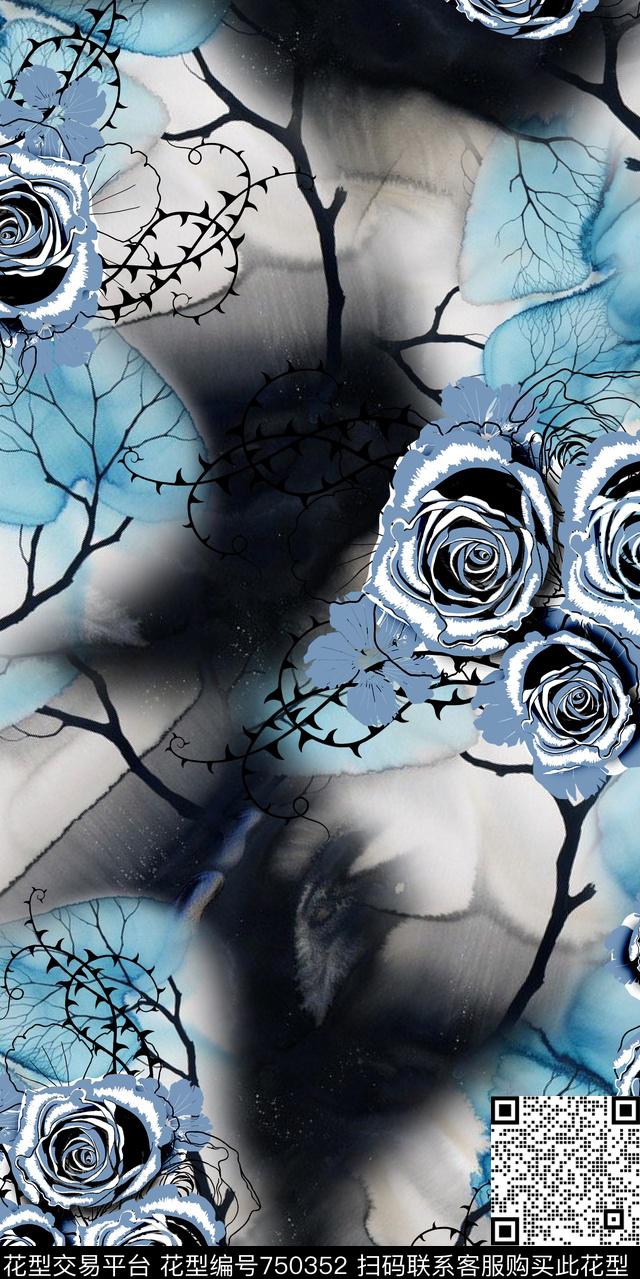 乱花花朵花卉数码印花华亿平台下载（图片编号: 750352） - 瓦栏（Walan）