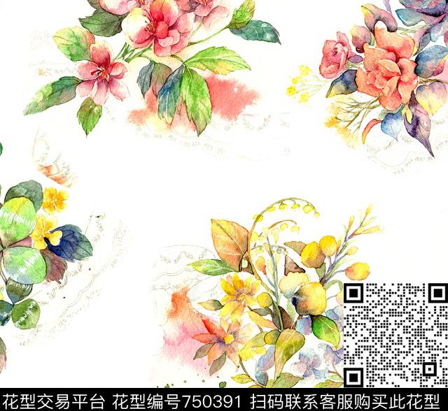 大花兰花花朵数码印花华亿平台下载（图片编号: 750391） - 瓦栏（Walan）