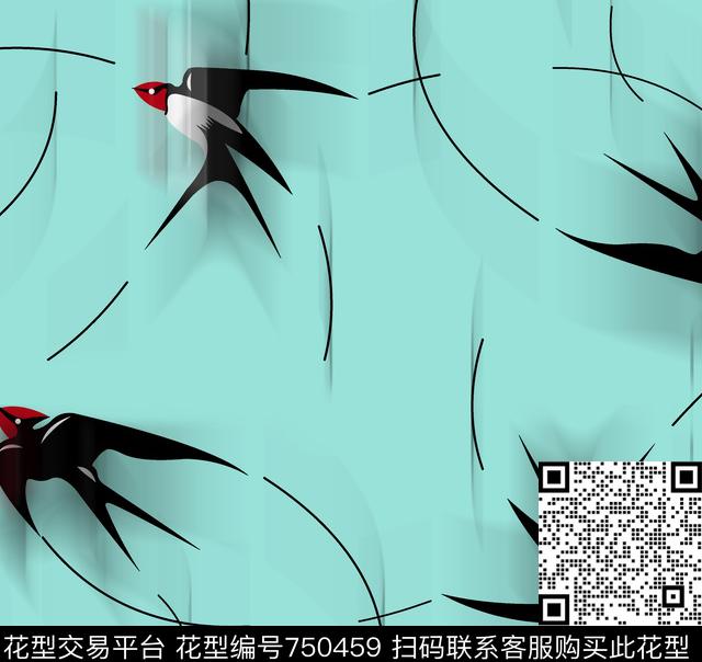 春夏女装流行燕子数码印花华亿平台下载（图片编号: 750459） - 瓦栏（Walan）