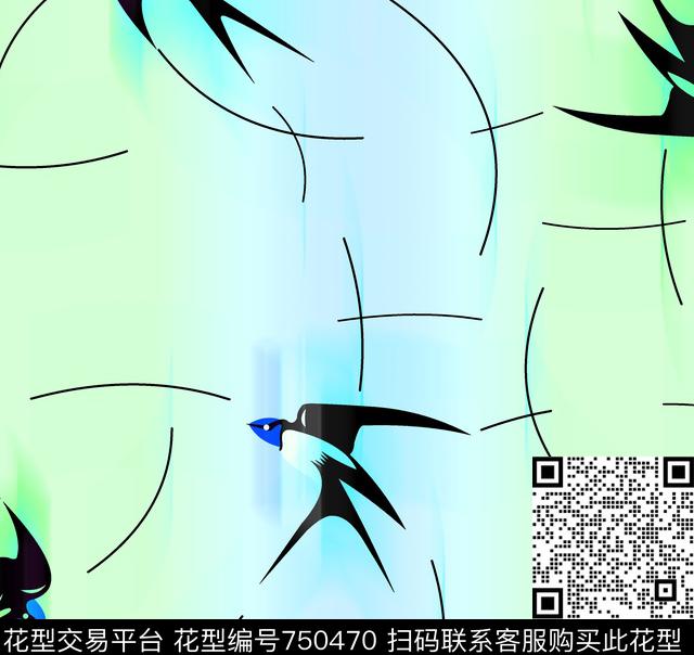 春夏女装流行燕子数码印花华亿平台下载（图片编号: 750470） - 瓦栏（Walan）