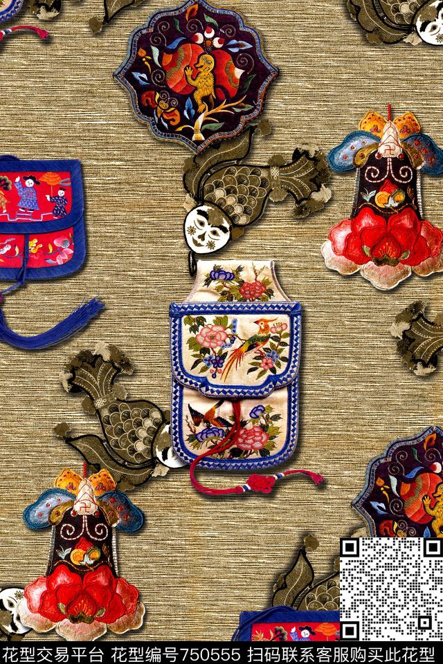民族风挂饰绣花数码印花华亿平台下载（图片编号: 750555） - 瓦栏（Walan）