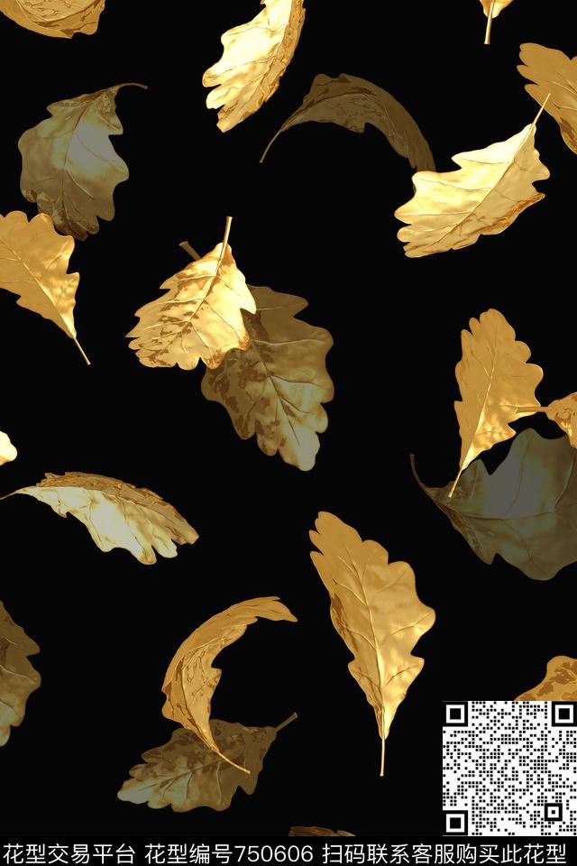 叶子花卉植物数码印花华亿平台下载（图片编号: 750606） - 瓦栏（Walan）
