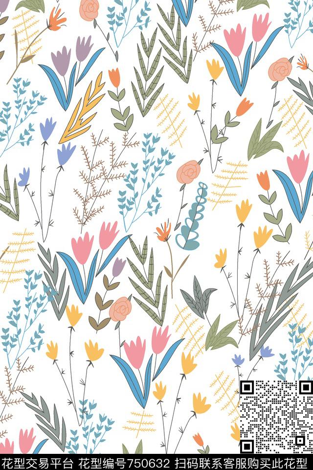 小碎花花卉传统印花华亿平台下载（图片编号: 750632） - 瓦栏（Walan）