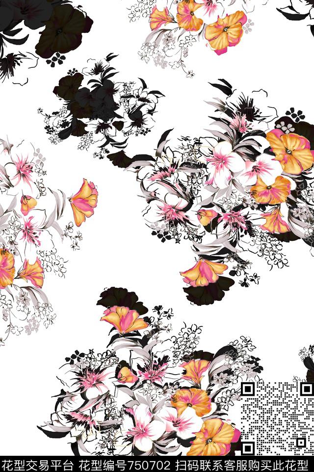 花卉数码印花华亿平台下载（图片编号: 750702） - 瓦栏（Walan）