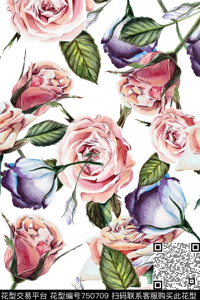 花朵花卉数码印花华亿平台下载（图片编号: 750709） - 瓦栏（Walan）