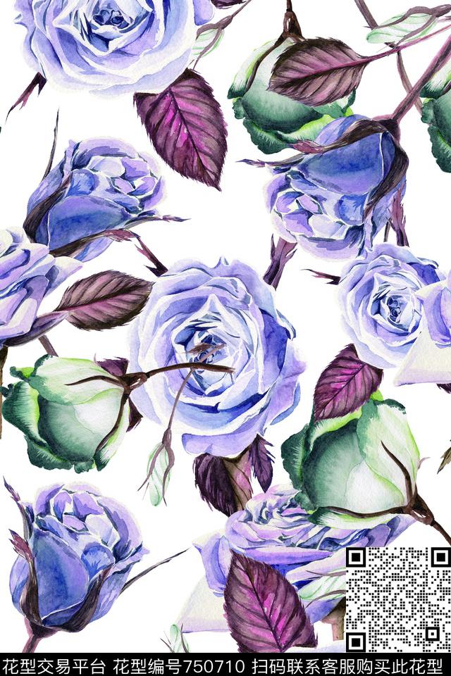 花朵花卉数码印花华亿平台下载（图片编号: 750710） - 瓦栏（Walan）