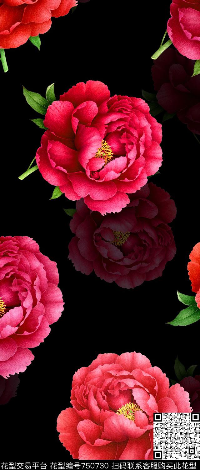 花卉红花数码数码印花华亿平台下载（图片编号: 750730） - 瓦栏（Walan）