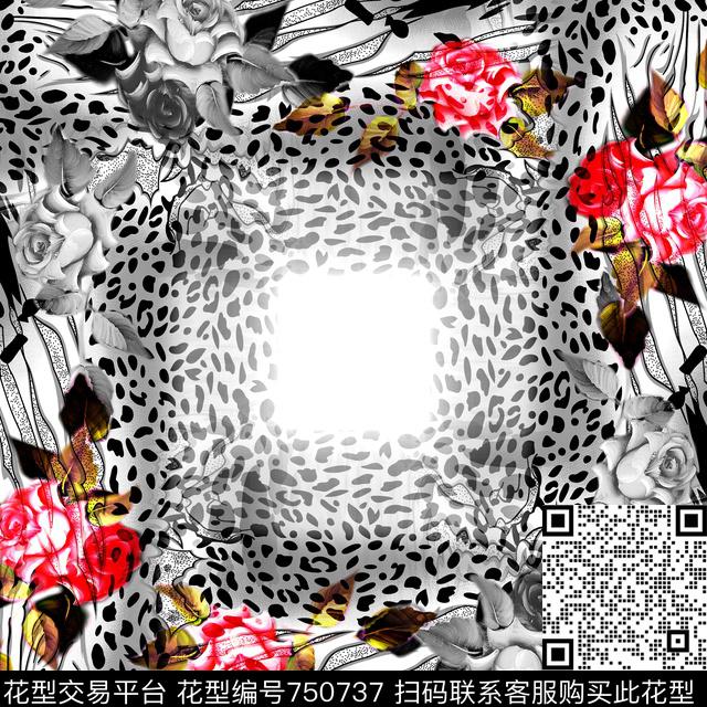 动物纹豹纹方巾数码印花华亿平台下载（图片编号: 750737） - 瓦栏（Walan）