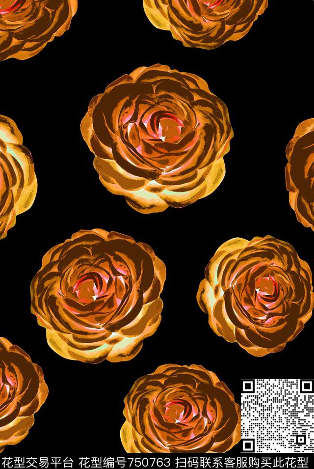 时尚不定位丝巾女装家纺花卉传统印花华亿平台下载（图片编号: 750763） - 瓦栏（Walan）